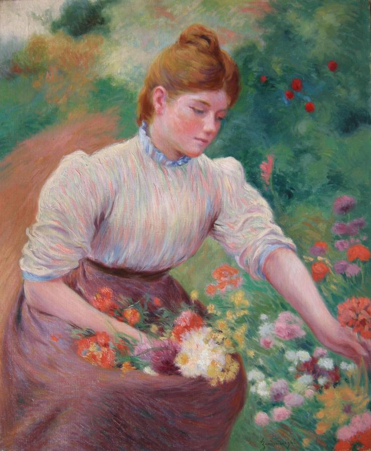 Federico Zandomeneghi : Girl picking flowers